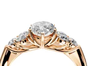 Cluster Engagement Ring Setting for Marquise Center with Round Cut Accent Frame and Prong Head in Rose Gold