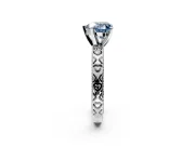 Solitaire Engagement Ring Setting for Fancy Blue Heart-Shaped Center with XO Engraved Band and Prong Head in Sterling Silver