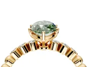 Solitaire Engagement Ring Setting for Fancy Green Marquise Center with Bezel-Dot Beaded Band and Prong Head in Yellow Gold