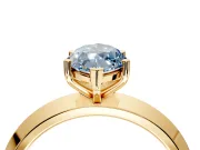 Solitaire Engagement Ring Setting for Fancy Blue Marquise Center with Wide Knife Ridge Band and Prong Head in Yellow Gold