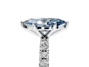 Solitaire Engagement Ring Setting for Fancy Blue Marquise Center with Fine Pave Band and Claw Prong Head in Platinum