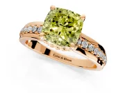 Solitaire Engagement Ring Setting for Fancy Yellow Cushion Cut Center with Raised Channel Band and Prong Head in Rose Gold