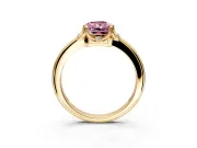 Floral Frame Engagement Ring Setting for Fancy Pink Radiant Cut Center with Accent Clusters and Prong Head in Yellow Gold