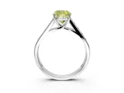 Solitaire Engagement Ring Setting for Fancy Yellow Cushion Cut Center with Round Cut Channel Band and Prong Head in Platinum
