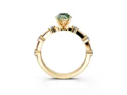 Solitaire Engagement Ring Setting for Fancy Green Marquise Center with Bezel Station Band and Prong Head in Yellow Gold