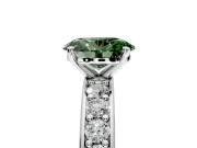 Solitaire Engagement Ring Setting for Fancy Green Oval Center with Channel-Set Accents and Prong Head in Platinum