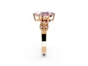 Leaf Engagement Ring Setting for Fancy Pink Marquise Center with Milgrain Accent Band and Prong Head in Rose Gold