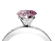 Solitaire Engagement Ring Setting for Fancy Pink Heart-Shaped Center with Channel Baguette Band and Prong Head in Sterling Silver
