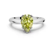 Solitaire Engagement Ring Setting for Fancy Yellow Pear-Shaped Center with Reverse Tapered Band and Prong Head in Platinum