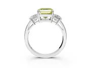 3 Stone Engagement Ring Setting for Fancy Yellow Asscher Cut Center with Matching Side Accents and Prong Head in Platinum