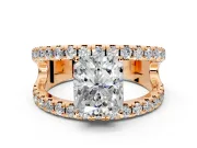 Solitaire Engagement Ring Setting for Radiant Cut Center with Wide-Open Split Shank and Prong Head in Rose Gold