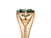 Solitaire Engagement Ring Setting for Fancy Green Emerald Cut Center with Milgrain Cathedral Band and Prong Head in Rose Gold