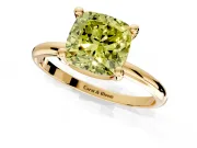 Minimalist Solitaire Engagement Ring Setting for Fancy Yellow Cushion Cut Center with Thin Band and Prong Head in Yellow Gold