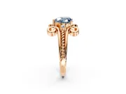 Solitaire Engagement Ring Setting for Fancy Blue Heart-Shaped Center with Twisted Band and Scroll Prong Head in Rose Gold