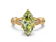 Solitaire Engagement Ring Setting for Fancy Yellow Marquise Center with Marquise Panel Band and Prong Head in Yellow Gold