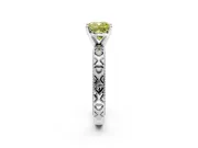 Solitaire Engagement Ring Setting for Fancy Yellow Cushion Cut Center with XO Engraved Band and Prong Head in Sterling Silver