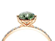 Solitaire Engagement Ring Setting for Fancy Green Pear-Shaped Center with Fine Pave Accents and Prong Head in Rose Gold