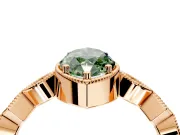 Milgrain Bezel Engagement Ring Setting for Fancy Green Marquise Center with Marquise Stations and Bezel Head in Rose Gold