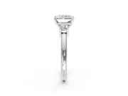 3 Stone Engagement Ring Setting for Radiant Cut Center with Wide Plain Band and Prong Head in Sterling Silver