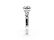 5 Stone Engagement Ring Setting for Radiant Cut Center with Graduated Accents and Prong Head in Sterling Silver