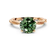 Solitaire Engagement Ring Setting for Fancy Green Round Cut Center with Twist Band and Bead Prong Head in Rose Gold