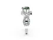 Halo Engagement Ring Setting for Fancy Green Heart-Shaped Center with Pave Infinity Twist Band and Prong Head in Platinum