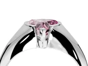 Tension Engagement Ring Setting for Fancy Pink Heart-Shaped Center with Wide Tapered Band and Tension Head in Sterling Silver