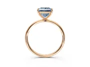 Solitaire Engagement Ring Setting for Fancy Blue Princess Cut Center with Straight Thin Band and Prong Head in Rose Gold