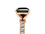 Open Basket Engagement Ring Setting for Fancy Black Princess Cut Center with Pave Band and Prong Head in Rose Gold