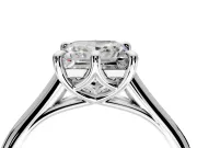 Solitaire Engagement Ring Setting for Princess Cut Center with Cathedral Band and Prong Head in Sterling Silver