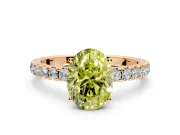 Solitaire Engagement Ring Setting for Fancy Yellow Oval Center with Large Accent Band and Prong Head in Rose Gold