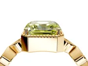 Vintage Station Engagement Ring Setting for Fancy Yellow Asscher Cut Center with Accents and Prong Head in Yellow Gold