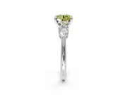 3 Stone Engagement Ring Setting for Fancy Yellow Round Cut Center with Large Pear-Shaped Accents and Prong Head in White Gold