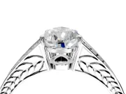 Split Shank Engagement Ring Setting for Pear-Shaped Center with Pave Split Shank and Prong Head in Platinum