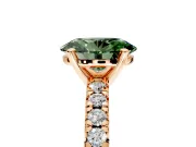 Solitaire Engagement Ring Setting for Fancy Green Oval Center with Large Accents and Prong Head in Rose Gold