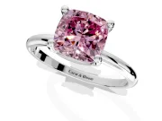Minimalist Solitaire Engagement Ring Setting for Fancy Pink Cushion Cut Center with Thin Band and Prong Head in White Gold