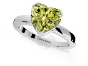 Solitaire Engagement Ring Setting for Fancy Yellow Heart-Shaped Center with Plain Band and Flat Tab Prong Head in Sterling Silver