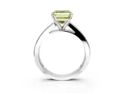 Solitaire Engagement Ring Setting for Fancy Yellow Asscher Cut Center with Princess Cut Channel Band and Prong Head in Sterling Silver