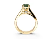Solitaire Engagement Ring Setting for Fancy Green Cushion Cut Center with Channel Band and Double Claw Prong Head in Yellow Gold