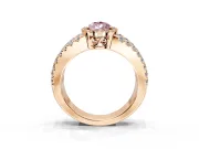 Halo Engagement Ring Setting for Fancy Pink Pear-Shaped Center with Wide-Open Pave Split Shank and Prong Head in Rose Gold