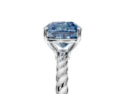 Solitaire Engagement Ring Setting for Fancy Blue Cushion Cut Center with Plain Twisted Rope Band and Prong Head in White Gold