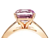 Solitaire Engagement Ring Setting for Fancy Pink Asscher Cut Center with Princess Cut Channel Band and Prong Head in Rose Gold