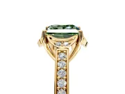 Floral Engagement Ring Setting for Fancy Green Princess Cut Center with Four Accent Clusters and Prong Head in Yellow Gold