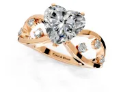 Solitaire Engagement Ring Setting for Heart-Shaped Center with Criss-Cross Accent Band and Prong Head in Rose Gold