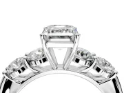5 Stone Engagement Ring Setting for Emerald Cut Center with Graduated Accents and Prong Head in White Gold