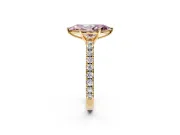 Solitaire Engagement Ring Setting for Fancy Pink Marquise Center with Large Accent Band and Prong Head in Yellow Gold
