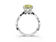 Solitaire Engagement Ring Setting for Fancy Yellow Cushion Cut Center with Accented Twist Band and Leaf Prong Head in Platinum