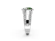 Halo Engagement Ring Setting for Fancy Green Oval Center with Wide-Open Pave Split Shank and Prong Head in Platinum