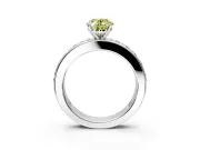 Solitaire Engagement Ring Setting for Fancy Yellow Oval Center with Channel-Set Accents and Prong Head in Platinum