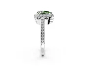 Floral Halo Engagement Ring Setting for Fancy Green Pear-Shaped Center with Large Halo Accents and Prong Head in Platinum